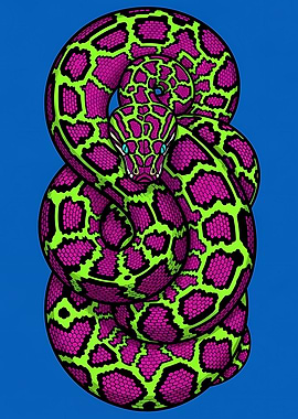 Coiled Snake with Bright Pattern