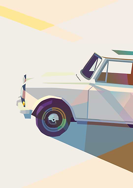 Vintage Car Low Poly Illustration