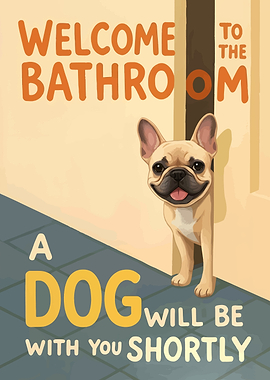 Welcome Bathroom Dog Art