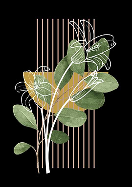 Floral art with geometric elements