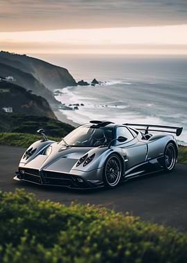 Silver supercar on Coast