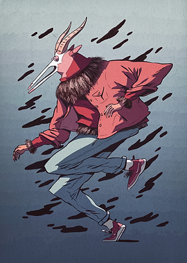 Anthropomorphic Antelope in Urban Fashion