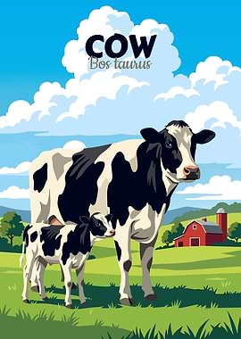 Cow and Calf in Pasture