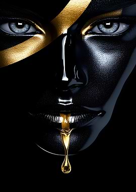 Golden Drip on Black Face