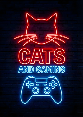 Cats and Gaming Neon Sign