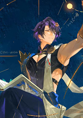 Honkai Star Rail Scholar with Equations and Book
