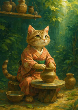 Cat Potter in Kimono