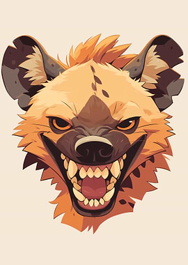 Cartoon Hyena Head with Menacing Grin