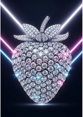 Diamond Strawberry with Neon Lights