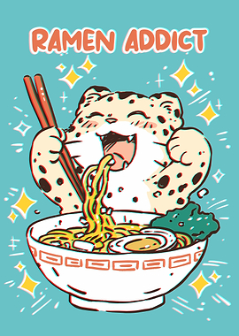 Ramen Addict Cartoon Leopard