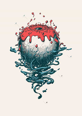 Pixelated Eye with Red Liquid