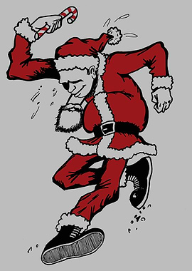 Skateboarding Santa with Candy Cane