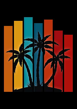 Tropical Palm Trees Retro Design