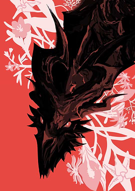 Dragon Monster Floral Accents