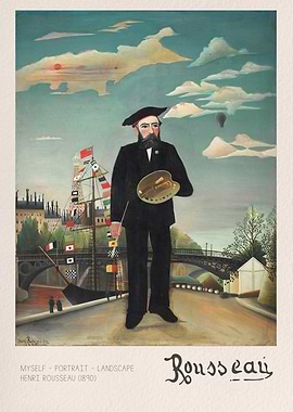 Henri Rousseau Self-Portrait Landscape Painting