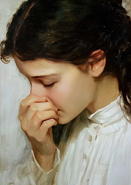 Pensive Girl Portrait Parody Bathroom Painting