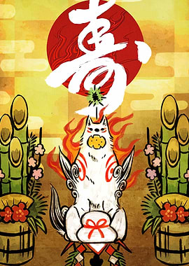 Japanese Fox Spirit New Year Decoration