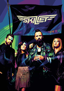 Skillet Band Portrait with Flag
