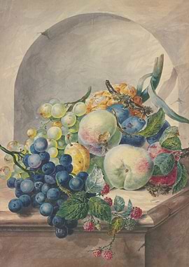 Watercolor Still Life with Fruit