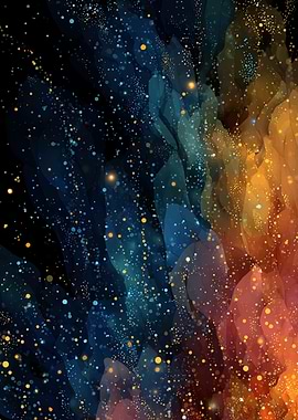 Abstract Blue and Gold Sparkle Design