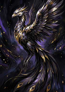 Majestic Black And Gold Dark Phoenix