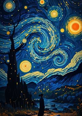 Starry Night Inspired Landscape