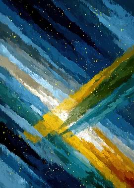 Abstract Diagonal Brushstrokes with Gold Specks