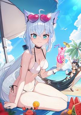Anime Girl Beach Vacation