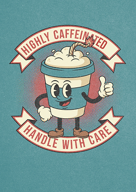 Highly Caffeinated Coffee Cartoon