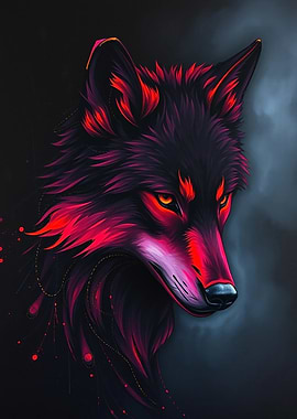 Neon Wolf Portrait