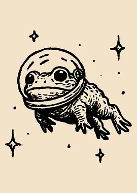 Astronaut Frog in Space Illustration