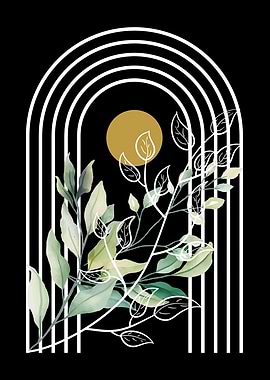 Botanical Arch with Golden Sun