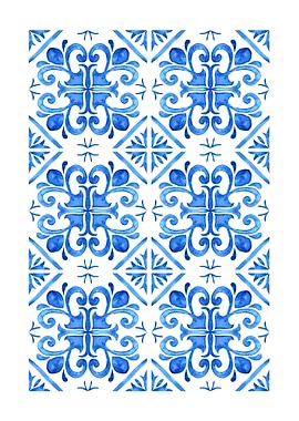 Blue and White Tile Pattern