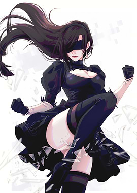 Anime Girl in Black Dress