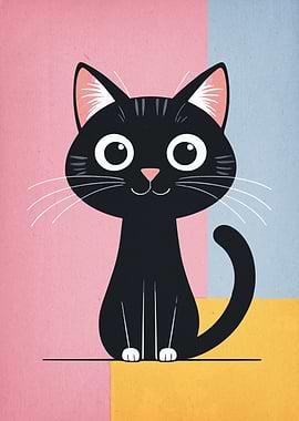 Cartoon Black Cat Illustration
