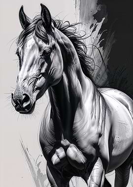 Monochrome Horse Portrait