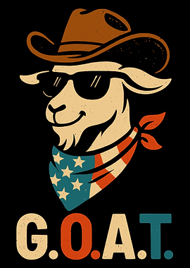 Cool Goat Cowboy with American Bandana