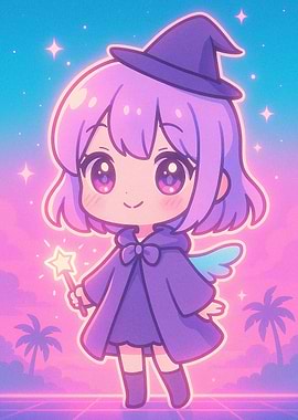 Chibi Witch with Magic Wand