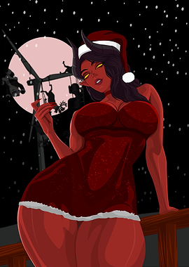 Christmas Devil Girl Illustration
