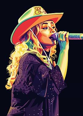 Sabrina Carpenter with Cowboy Hat Pop Art