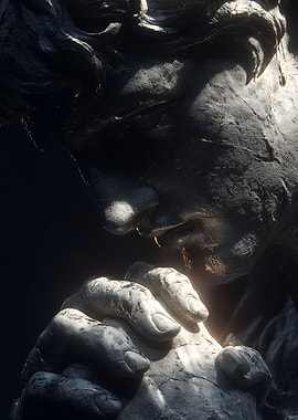 Pensive Marble Close-Up