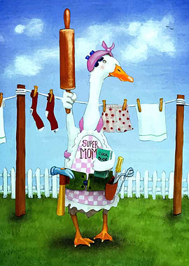 Super Mom Goose with Rolling Pin