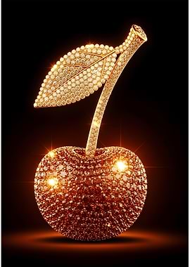 Diamond Cherry on Black Background