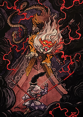 Japanese Warrior vs Mythical Creatures