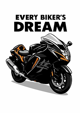 Every Biker's Dream Motorcycle Illustration