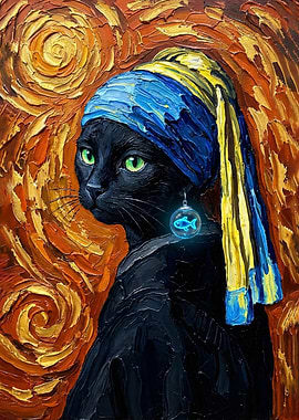 Cat with a Pearl Earring Parody