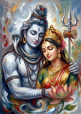 Shiva and Parvati Painting