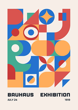 Bauhaus Exhibition Poster, Geometric Shapes, 1919