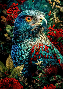 Majestic Eagle in Floral Splendor
