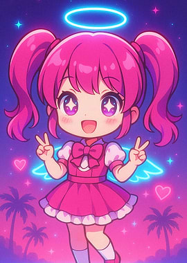 Chibi Angel with Neon Accents